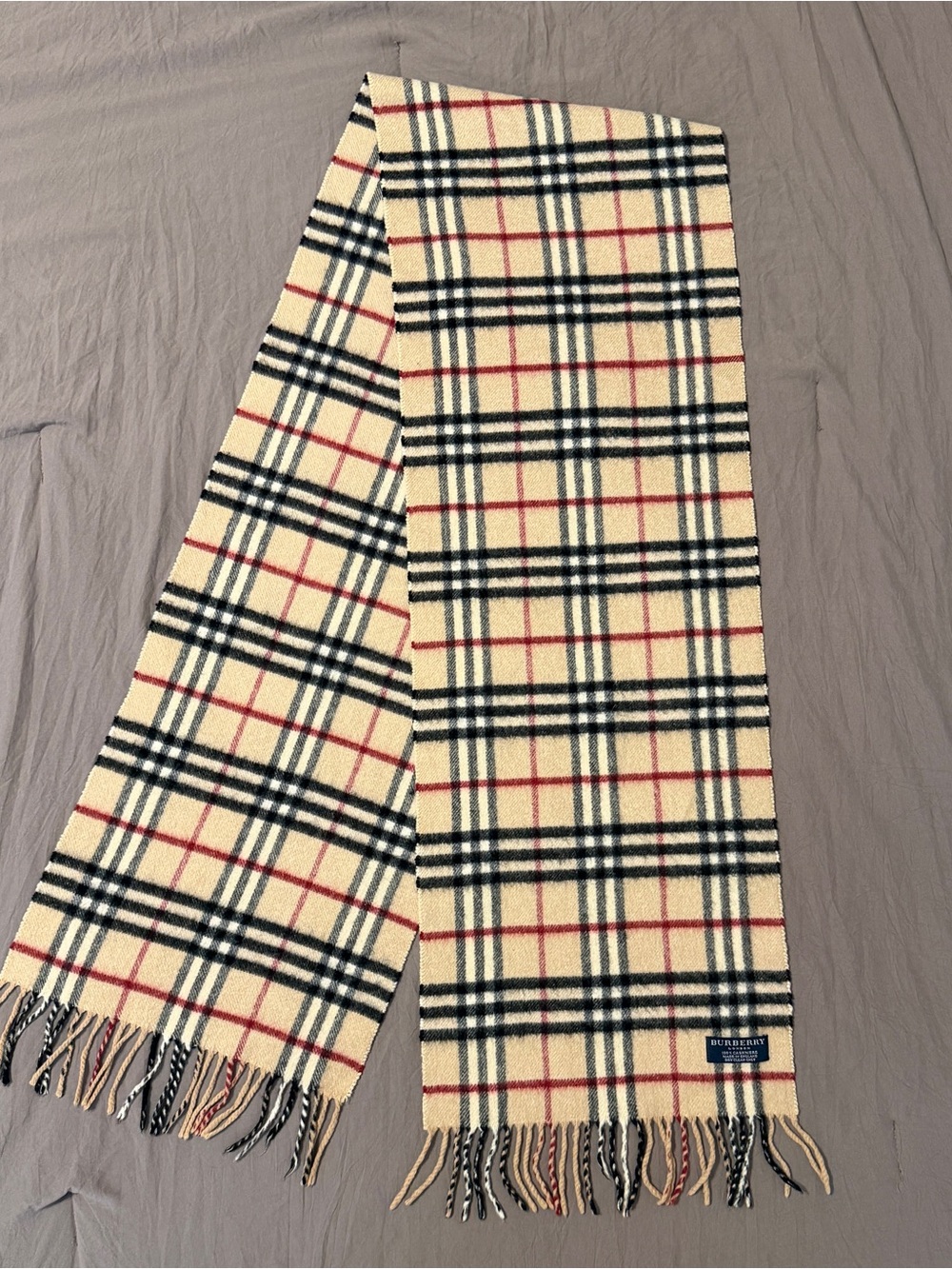 Burberry Beige, Black & Red Vintage Check Scarf